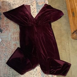 Maroon Velvet Anthro Romper
